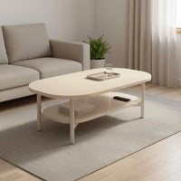Small Space Friendly Double Deck Coffee Table Sturdy and Long-Lasting 2-Tier Coffee Table Scratch-Resistant Living Room Furniture Anti-Rust Frame for Apartment Dwellers