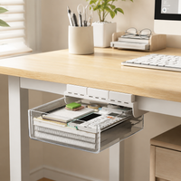 Under Desk Storage, Slide Out Under Desk Storage, Transparent 18L Desk Drawers for Home Office Polymer Organiser
