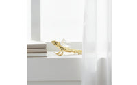 Salamander Ornament with Crystal Decorative Gold Salamander Figurine Realistic Decor for Reptile Lovers, Desk, Office, Study