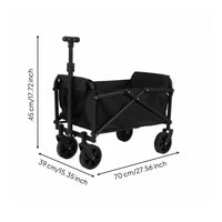 Swivel Wheels Foldable Wagon Removable Liner Collapsible Wagon Oxford Textile Pull Handle Carrier Metal Frame for Camping, Picnics, Outings