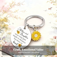Marigold Pendant Keychain Sentimental Gift Stainless Steel Keychain with Charm Rust-Resistant Engraved Message for Christmas, Family Appreciation Day