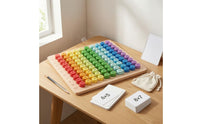 Printed Number Grid Multiplication Board Game Rainbow-Colored Wooden Multiplication Board Hands-on Learning Educational Toy Interactive