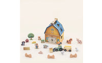 Wooden Farm Toy Fine Motor Shape Sorter Educational Toy House with Wooden Blocks for Daycare