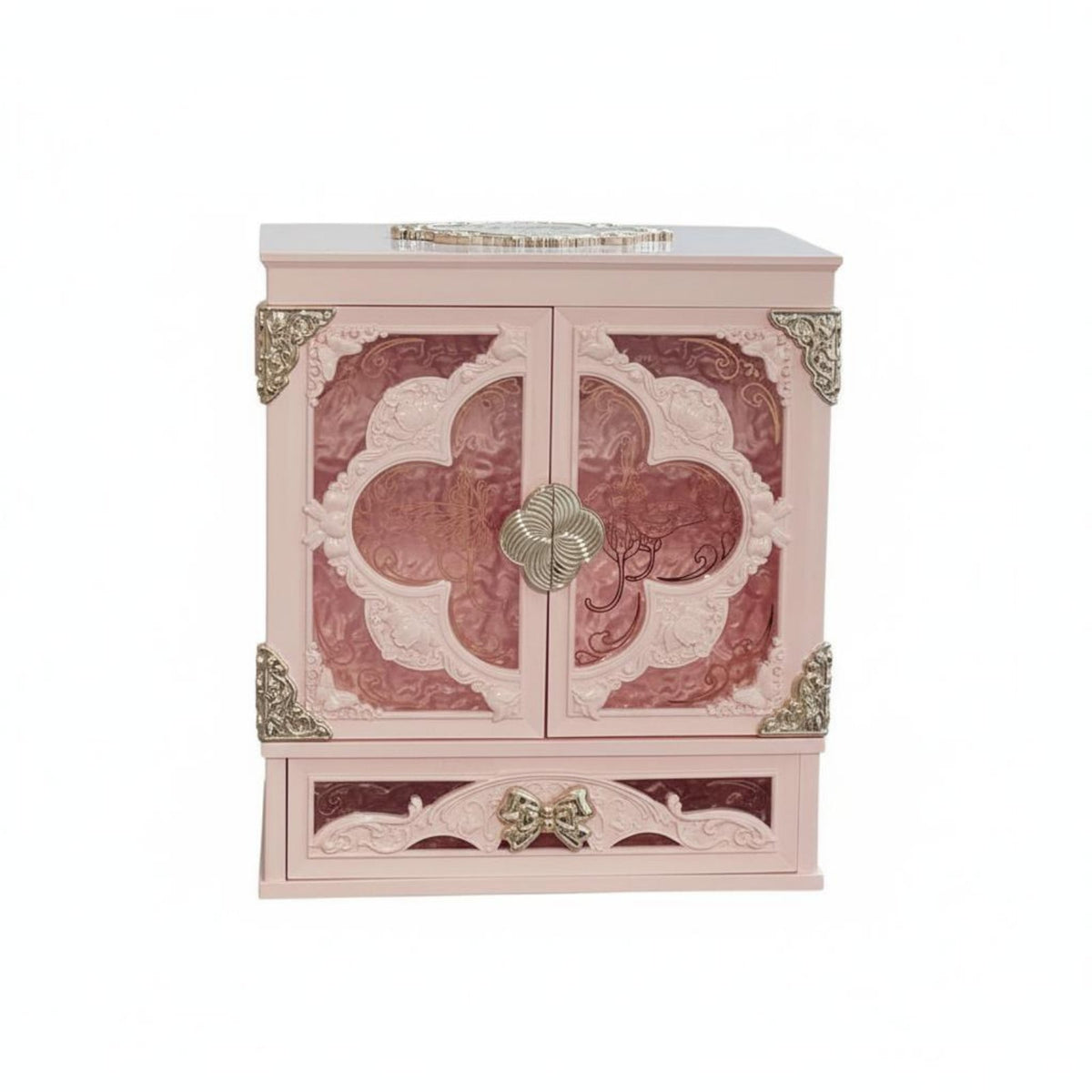 Makeup Organizer Mirror Large Capacity Makeup Storage Cabinet Vintage Cosmetic Box for Women, Girls, Dressing Room, Bedroom
