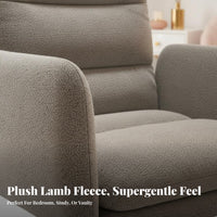 Adjustable Height Upholstered Rolling Armchair 360° Swivel Vanity Stool Luxuriously Soft Cushioning Desk Chair Sturdy Base for Women, Students, Adults, Bedroom, Study Room