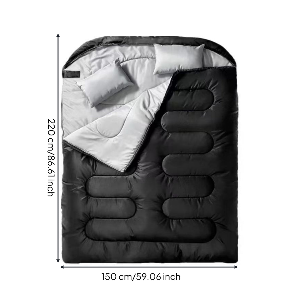 Hooded Sleeping Bag Insulated Rectangular Sleeping Bag Quilted Bedding for Campers, Camping, Tent, Backpacking