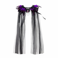 Feather Cape with Lace Collar Translucent Lace Collar Cape Draping