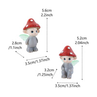 2 Pieces Miniature Cute Fungus Fairy Figurine Decorative Fungus Fairy Statue Hand-Painted Long-Lasting for Bonsai