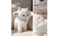 Decorative Stuffed Sheep with Bib Soft Sheep Plushie Standing Cuddly for Children, Toddlers, Nursery Decor, Bedside, Shelf