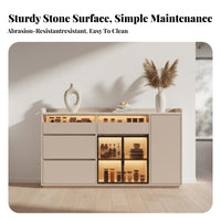 Lighted Display Credenza Heat-Resistant Top Sideboard Modern & Aesthetic Buffet Cabinet for Home Dwellers, Interior Decorators, Kitchen, Dining Room