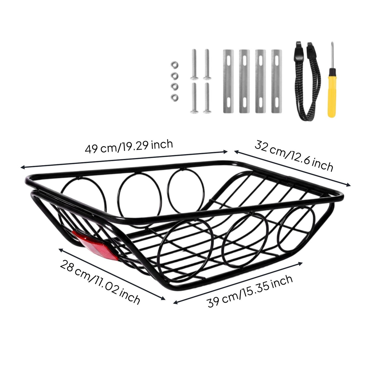 Mountain Bike Rear Basket Large Capacity Metal Rear Cargo Rack Heavy Duty for Travel