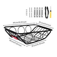 Mountain Bike Rear Basket Large Capacity Metal Rear Cargo Rack Heavy Duty for Travel