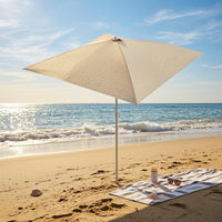 Light Beige Portable Outdoor Umbrella Silver-Coated Square Patio Umbrella Straight Pole Garden Sun Umbrella Pointed Top