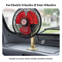 Strong Airflow 12V Car Fan 360° Rotatable 6 Inch Mini Cooling Fan 180° Adjustable for Tricycle Operators, Truckers, Truck, Golf Cart, Travel