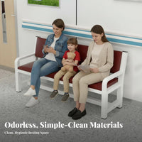 Thick Padding Upholstered Backrest Settee Stable Structure Upholstered Guest Settee Long-Lasting Construction Waiting Room Bench Easy to Clean for Patients, Visitors, Customers, Hospital, Barber Shop, Barbershop, Shopping Mall