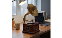 Phonograph-Style Speaker Indoor Display Tabletop Bell Speaker Decorative Home Audio for Music Playback