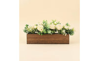 Faux Peony Centerpiece Decorative Fake Eucalyptus Centerpiece Realistic Flower Arrangement with Wooden Box for Dining Table