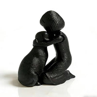 Human and Dog Sculpture Textured Man and Dog Sculpture 3D-Printed Figurine Matte Decor Cute for Shelf, Desk
