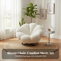 Comfortable Upholstery flower-shapedsupport rotating Chair Modern & fashion Upholstered rotating Armchair Easy to Assemble Lounge Seat Ergonomic Design for Readers, homeowners, Adults, Living Room, perusing alcove, Home Office, Reception Area