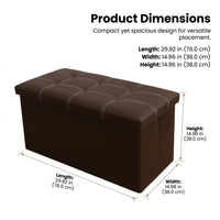 Storage Ottoman for Living Room, Foldable Storage Bench Footstool with Lid, PU Leather Tufted Button Ottoman Box, Heavy Duty 150kg Capacity Seat