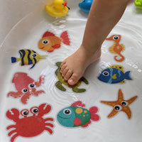 Anti-Slip Bathtub and Shower Stickers for Bathroom Safety - Cartoon Marine Life Design