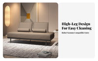 Foldable Design Fold-extendable Metal Frame Bed two-in-singleUse Sleeper Sofa Space-Saving transformable Couch Double Person Capacity for Apartment Dwellers, Students, Homeowners, Living Room, Bedroom