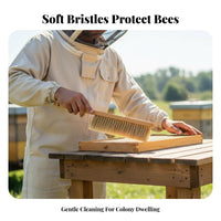 Double Row Apiary Brush Gentle on Honeybees Wooden Handle Apiary Brush Beehive Cleaning Tool Soft Bristles Comfortable Grip