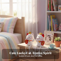 Dangle Leg Cat Figurine Cute Design Waving Cat Shelf Decoration Feng Shui Decor Welcoming Cat Sculpture Statue for Girls, Children, Bedroom, Bookshelf