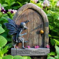 Pastoral Fairy Garden Miniature Door, Resin Fairy House Garden Decoration, Gnome Door Accessory for Garden Lovers, Fairytale Decoration
