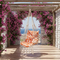 Hanging Swing Chair with Tassels Boho Swing Seat Chair Macrame for Garden, Teens