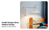 Minimalist Adjustable Swing Arm Wall Lamp Rotatable Head Swing Arm Wall Lamp Space Saving Adjustable Bedside Light Long-Lasting Metal Construction for Design Enthusiasts, Homeowners, Professionals, Bedroom, Study Room, Home Office, Corridor