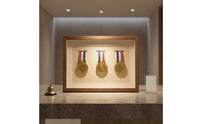 Clear Protective Cover Panel Tabletop Medal Frame textileLined Wooden Medal Display Frame