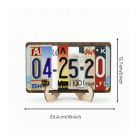 Vehicle Plate Plaque Rustic Wooden Plaque with Stand Multicolor Sign for Desk, Wedding