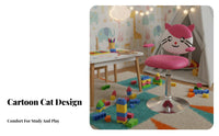 Adjustable Height Creature Face Rolling Stool With Footrest Study Chair Cartoon Design children's Furniture Easy to Clean for Students, Girls, Parents, Barber Shop, Bedroom, Playroom