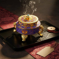 Enameled Aroma Burner Elegant Workmanship Vintage Aroma Holder Metal Aroma Heater Promotes Relaxation Vintage Design Censer