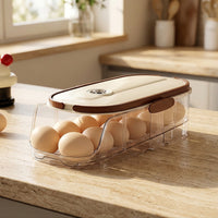 Clear 14 Egg Holder Lidded Egg Storage Box with Lid Sturdy Easy to Clean for Kitchen Countertop