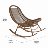 Weatherproof Ergonomic Wooden Rocker with Cushion, Rocker with Footrest, Outdoor Patio Chair, Light and Dark Wood, Modern Chinese Style