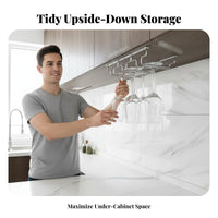 Hanging Vino Glass Rack Easy to Install Stainless Steel Vino Glass Hanger Under Cabinet Stemware Holder Great Gift