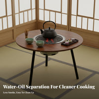 Folding Design Foldable Round Grill Table Space-Saving Foldable Cook Station Multi-Functional Portable Furniture Easy to Transport for Tea Lovers, Apartment Dwellers, Backyard, Balcony, Picnics, Camping