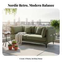 verdant plush fabric Sofa Nordic Design verdant Upholstered Settee Retro design Couch for Apartment Dwellers, Interior Decorators, Small Spaces, Balcony, Bedroom