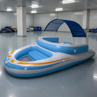 Backrest Inflatable Boat Raft Raised Seat PVC Buoyant Boat Blue and White Water Craft