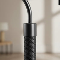 Nordic Design Industrial Swing Arm Table Lamp Minimalist Leather Accent Reading Lamp for Office, Study Room, Bedroom