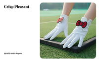 2 Pieces Women's Golf Gloves Wear-Resistant women's Golf Glove Sturdy Cartoon Bow Sports Gloves for Female Golfers, Driving Range, Outdoor