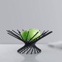 Metal Decorative Tray Minimalist Sculptural Fruit Bowl Black Wire Fruit Basket for Decorators, Kitchen Counter