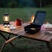 Multi-Functional Long Handle Campfire Pan Portable Rectangular Camping Cooker for Campers, Picnic, Barbecue
