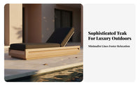 Waterproof Teak Wood Daybed Weather-Resistant Modern Poolside Sunbed Sun Resistant Cushioned Patio Chaise Long-Lasting for Beach, Villa, Garden, Courtyard