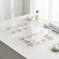 Acrylic Clear Multi-Compartment Jewelry Display Tray for Earrings Bracelets Beads