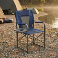 Heavy Duty director’s Chair with Side Table Breathable Folding Chair with Side Table High Back Portable for Campers, Anglers, Backyard, Fishing
