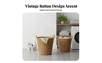 Faux Rattan Clothes Hamper Large Capacity Rattan Clothes Hamper Stylish Decor Woven Laundry Basket for Washroom, Bedroom