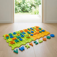 2 Pieces Alphabet and Number Puzzle Mat Soft Foam Puzzle Mat Non-Slip Sensory Activity Mats for Kids, Playrooms